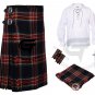 Men's Black Stewart Scottish 8 yard Outfit KILT Traditional Tartan Kilts With Free Accessories