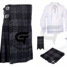 Men's Grey Watch Scottish 8 yard Outfit KILT Traditional Tartan Kilts With Free Accessories