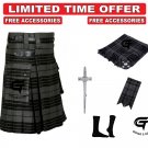 Men's Scottish Grey Watch Utility Kilt With Fly plaid-Brooch-Flashes - Pin-Socks