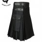 Men's Scottish Black Cotton UTILITY KILTS Working Utility Kilt - Free Accessories