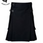 Men's Scottish Black Cotton UTILITY KILTS Working Utility Kilt - Free Accessories