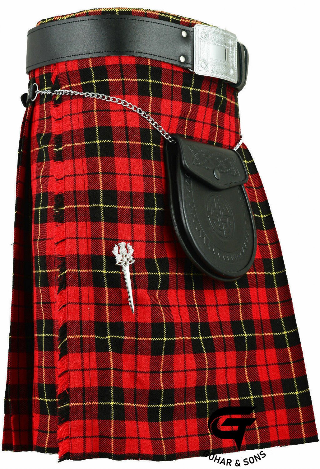 8 Yard Kilt Scottish Men's 13Oz TARTAN Traditional Casual KILTS sporran belt pin