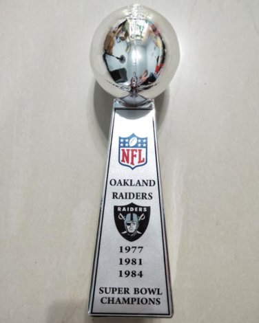 Oakland Raiders Super Bowl Championship VINCE LOMBARDI Trophy 9'' Nice Gift