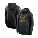 Men's Green Bay Packers Salute to Service Sideline Pullover Hoodie Black New Year Gift