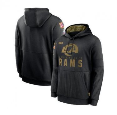 Men's Los Angeles Rams Salute to Service Sideline Pullover Hoodie Black New Year Gift