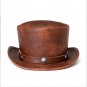 Black / Brown Riveted Hat Man PU Leather Theater Plague Doctor Cosplay Steampunk Costume Gift