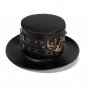 Black Riveted Hat Man PU Leather Theater Plague Doctor Cosplay Steampunk Costume Gift FHT021