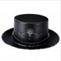 Black Riveted Hat Man PU Leather Theater Plague Doctor Cosplay Steampunk Costume Gift FHT056