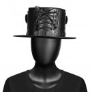Black Riveted Hat Man PU Leather Theater Plague Doctor Cosplay Steampunk Costume Gift FHT015