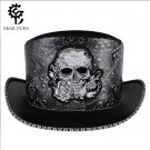 Black Riveted Hat Man PU Leather Theater Plague Doctor Cosplay Steampunk Costume Gift 01