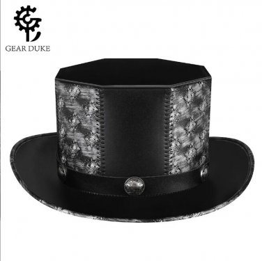 Splice Riveted Hat Neutral PU Leather Theater Plague Doctor Cosplay Steampunk Costume Gift HT080