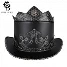 Black Riveted Hat Woman PU Leather Theater Plague Doctor Cosplay Steampunk Costume Gift HT07801
