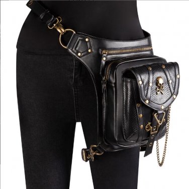 New PU Leather Skull Steampunk Rock Punk Leg Waist Bags Shoulder Crossbody Gift HG132