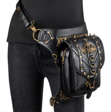 New PU Leather Skull Steampunk Rock Punk Leg Waist Bags Shoulder Crossbody Gift HG131