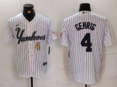 Men's Lou Gehrig #4 New York Yankees Home Player Jersey White Christmas Gift