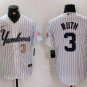 Men's Babe Ruth #3 New York Yankees Home Player Jersey White Christmas Gift