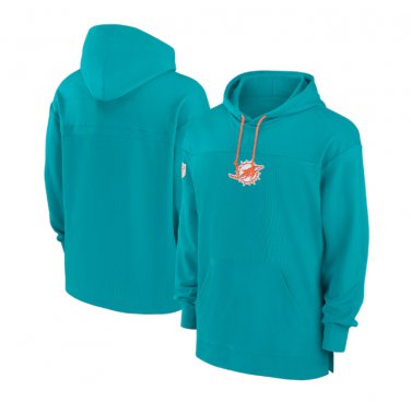Men's Miami Dolphins Sideline Jersey Performance Pullover Hoodie Aqua Christmas Gift