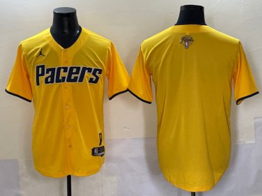 Men's Indiana Pacers Stitched Jersey Yellow Christmas Gift