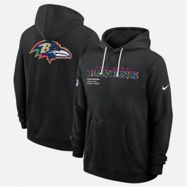 Men's Baltimore Ravens 2025 Crucial Catch Sideline Standard Hoodie Black Christmas Gift