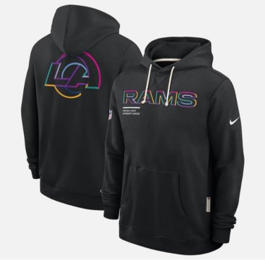 Men's Los Angeles Rams 2025 Crucial Catch Sideline Standard Hoodie Black Christmas Gift