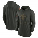 Men's New Orleans Saints 2025 Salute to Service Sideline Lightweight Hooded Pullover Forest Green