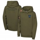 Detroit Lions Youth 2025 Salute to Service Club Fleece Hoodie Olive Christmas Gift