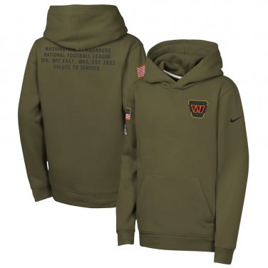 Washington Commanders Youth 2025 Salute to Service Club Fleece Hoodie Olive Christmas Gift