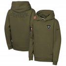 New Orleans Saints Youth 2025 Salute to Service Club Fleece Hoodie Olive Christmas Gift