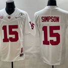 Ty Simpson #15 Alabama Crimson Tide SEC Rose Bowl Football Game Jersey White