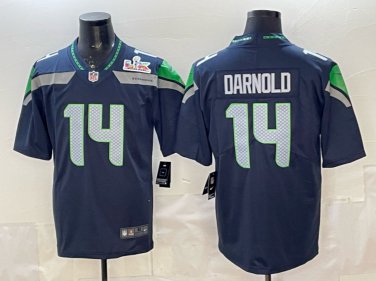 Sam Darnold #14 Seattle Seahawks Super Bowl LX Patch Game Jersey College Navy Gift