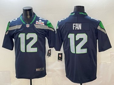 12s Seattle Seahawks Super Bowl LX Patch Game Jersey College Navy Gift