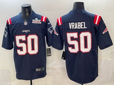 Mike Vrabel #50 New England Patriots Super Bowl LX Patch Game Jersey Navy Gift
