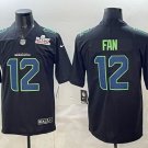 Men's 12s Seattle Seahawks Super Bowl LX Patch Carbon Fashion Game Jersey Black