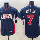 Bobby Witt Jr. #7 USA Baseball 2026 World Baseball Classic Road Stadium Jersey Navy