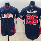 Nolan McLean #26 USA Baseball 2026 World Baseball Classic Road Stadium Jersey Navy