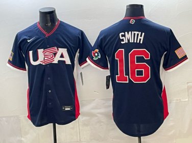 Will Smith #16 USA Baseball 2026 World Baseball Classic Road Stadium Jersey Navy