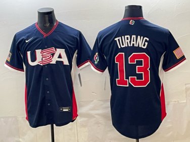 Brice Turang #13 USA Baseball 2026 World Baseball Classic Road Stadium Jersey Navy