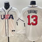 Brice Turang #13 USA Baseball 2026 World Baseball Classic Home Stadium Jersey White