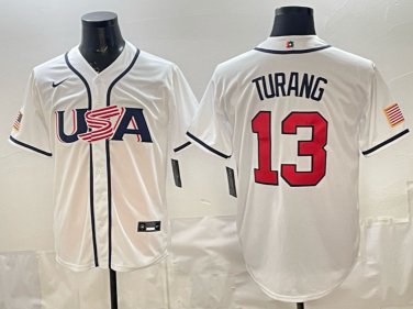 Brice Turang #13 USA Baseball 2026 World Baseball Classic Home Stadium Jersey White
