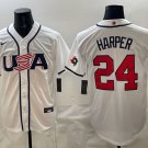 Bryce Harper #24 USA Baseball 2026 World Baseball Classic Home Stadium Jersey White