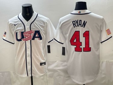 Joe Ryan #41 USA Baseball 2026 World Baseball Classic Home Stadium Jersey White