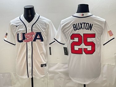 Byron Buxton #25 USA Baseball 2026 World Baseball Classic Home Stadium Jersey White