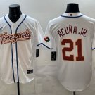 Ronald Acuña Jr. #21 Venezuela Baseball 2026 World Baseball Classic Home Stadium Jersey White