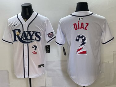 Yandy D&Atilde;&shy;az Tampa Bay Rays White USA 250 Stadium Jersey