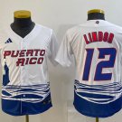 No.12 Francisco Lindor Puerto Rico White/Red 2023 World Baseball Jersey  Fanmade