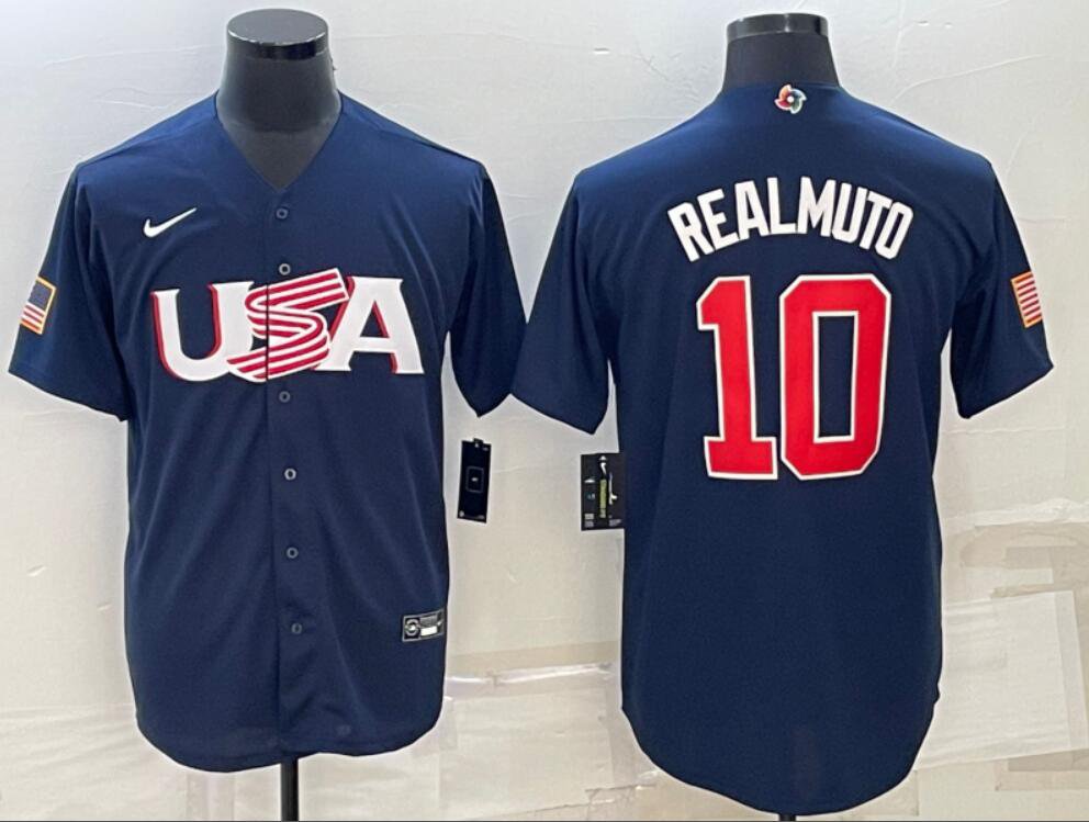 HOT!!! NEW J.T. Realmuto #10 USA Baseball Team 2023 World Baseball T Shirt  S-5XL