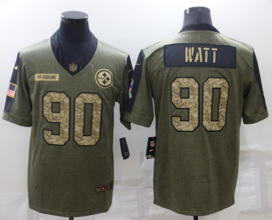 Men's Or Youth T.J. Watt #90 Steelers Limited Jersey - Olive Gift