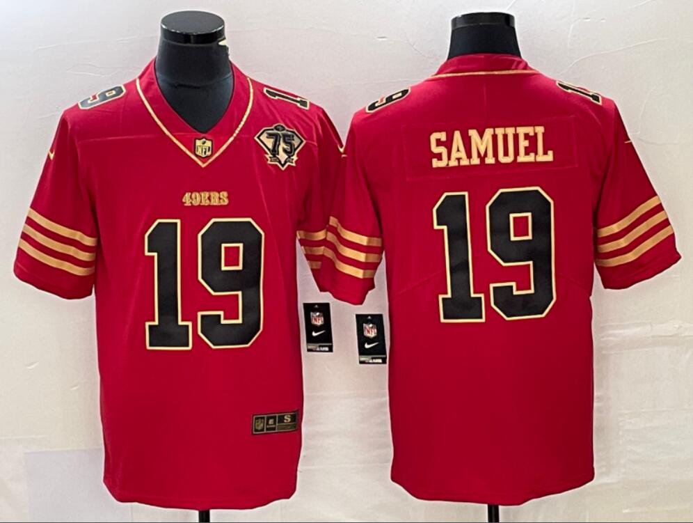 Men's Or Youth Deebo Samuel #19 SF 49ers Limited Jersey Scarlet Gold Christmas Gift