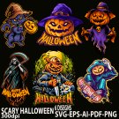 Cat Halloween Scary Pumpkins Zombie EPS,AI,PDF,SVG,PNG