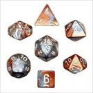 Chessex Manufacturing 26424 Cube Gemini Set Of 7 Dice - Copper & Steel With Whit